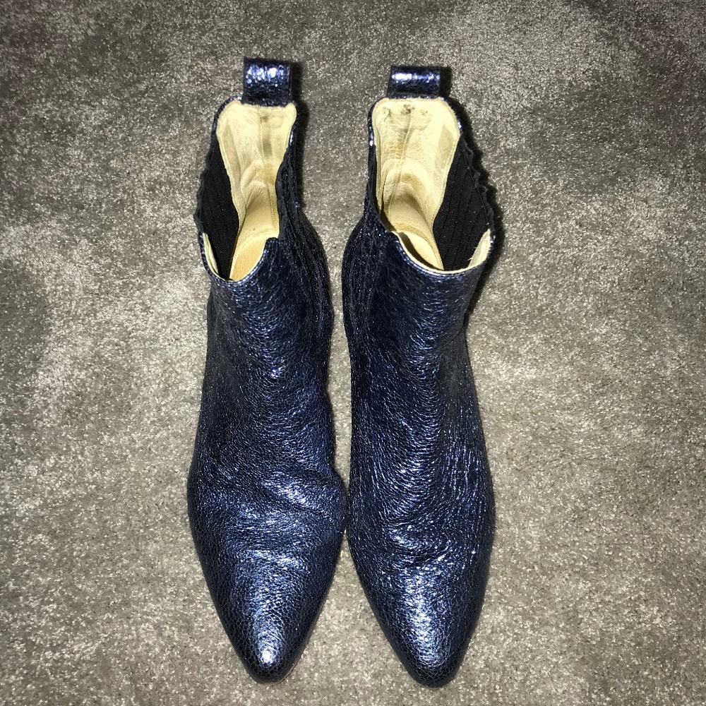 Custom Designed Ivylee Blue Metallic Booties - image 1